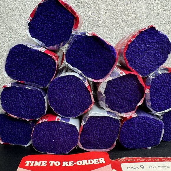 Bucilla Deep Purple Rug 100% Wool Yarn Set Of 12 Pre-Cut Moth Proof Vintage - Picture 5 of 5